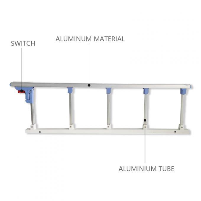 Nieuwe van de vijf-snelheid van het de vangrail witte blauwe ziekenhuis aluminiumlegering het bedvangrails 0