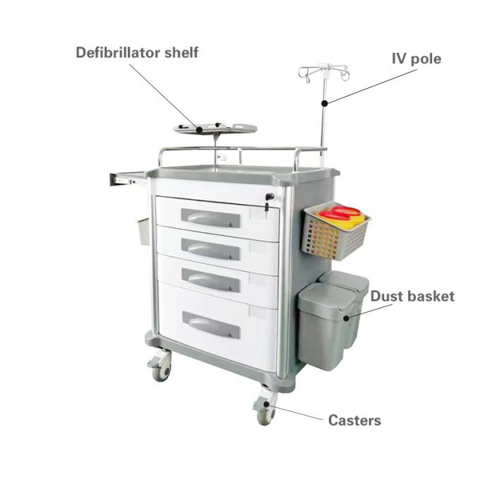 ABS-materiaal Medisch instrument Trolley Ziekenhuis Speciaal medicijnvoertuig 0