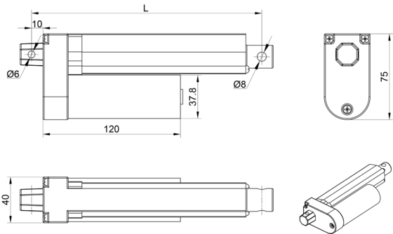 Ziekenhuis Speciale Motor Wit Voor Medische Apparatuur Lineaire Actuator