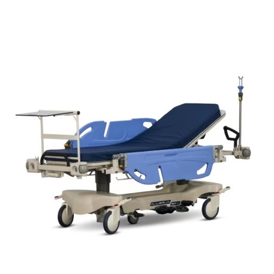 Auto van de het ziekenhuis de speciale hydraulische ziekenwagen met wielen in kleurenblauw