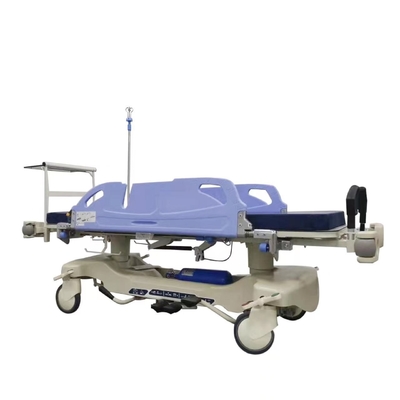 Auto van de het ziekenhuis de speciale hydraulische ziekenwagen met wielen in kleurenblauw