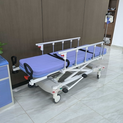 hydraulische brancard Hhospital Equipment Medische patiënt Trolley vouwbare beveiligingsrail Rolstoel overbrenging b