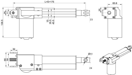 Medisch Meubilair Elektrisch Lineair Actuator Motorcontrolemechanisme For Hospital Bed
