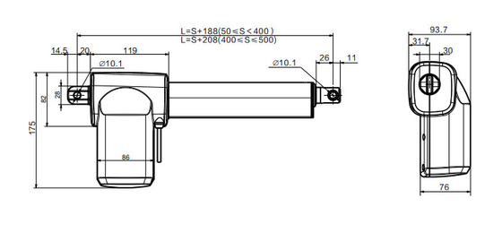 24VDC lineaire Actuator Controlemechanismeipx6w Slag Facultatief voor Elektrisch het Ziekenhuisbed