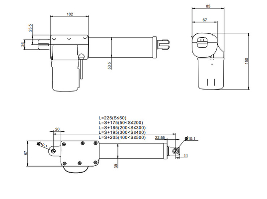 Medisch Elektrisch Lineair Actuators 24V ABS van de Motorduw 6000N Plastiek