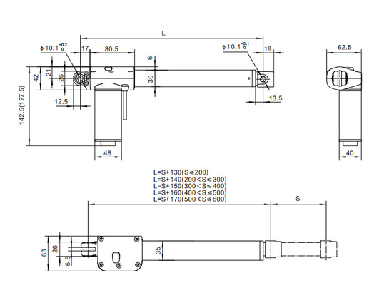 24V Actuators van gelijkstroom AC de Lineaire Duw 3000N van de Slag Facultatieve Motor voor Medisch Bed