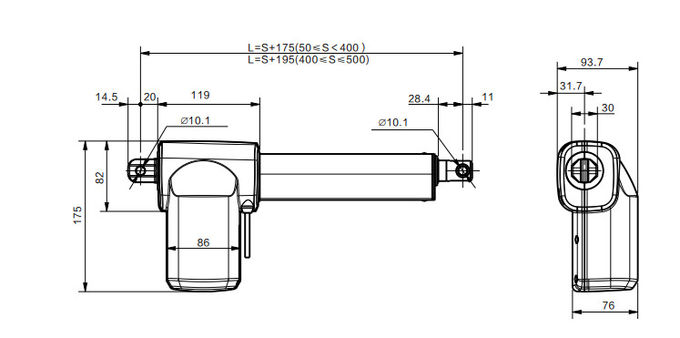 24VDC lineaire Actuator Controlemechanismeipx6w Slag Facultatief voor Elektrisch het Ziekenhuisbed 0